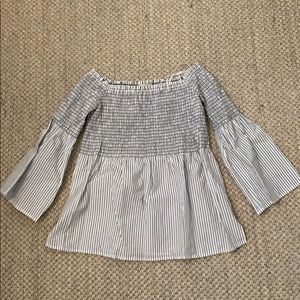 LOFT striped over the shoulder top